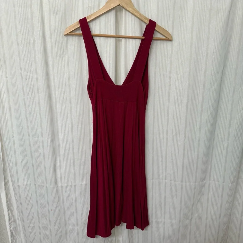 Purple Moon Wine Red Burgundy V-Neck A Line Midi Dress
